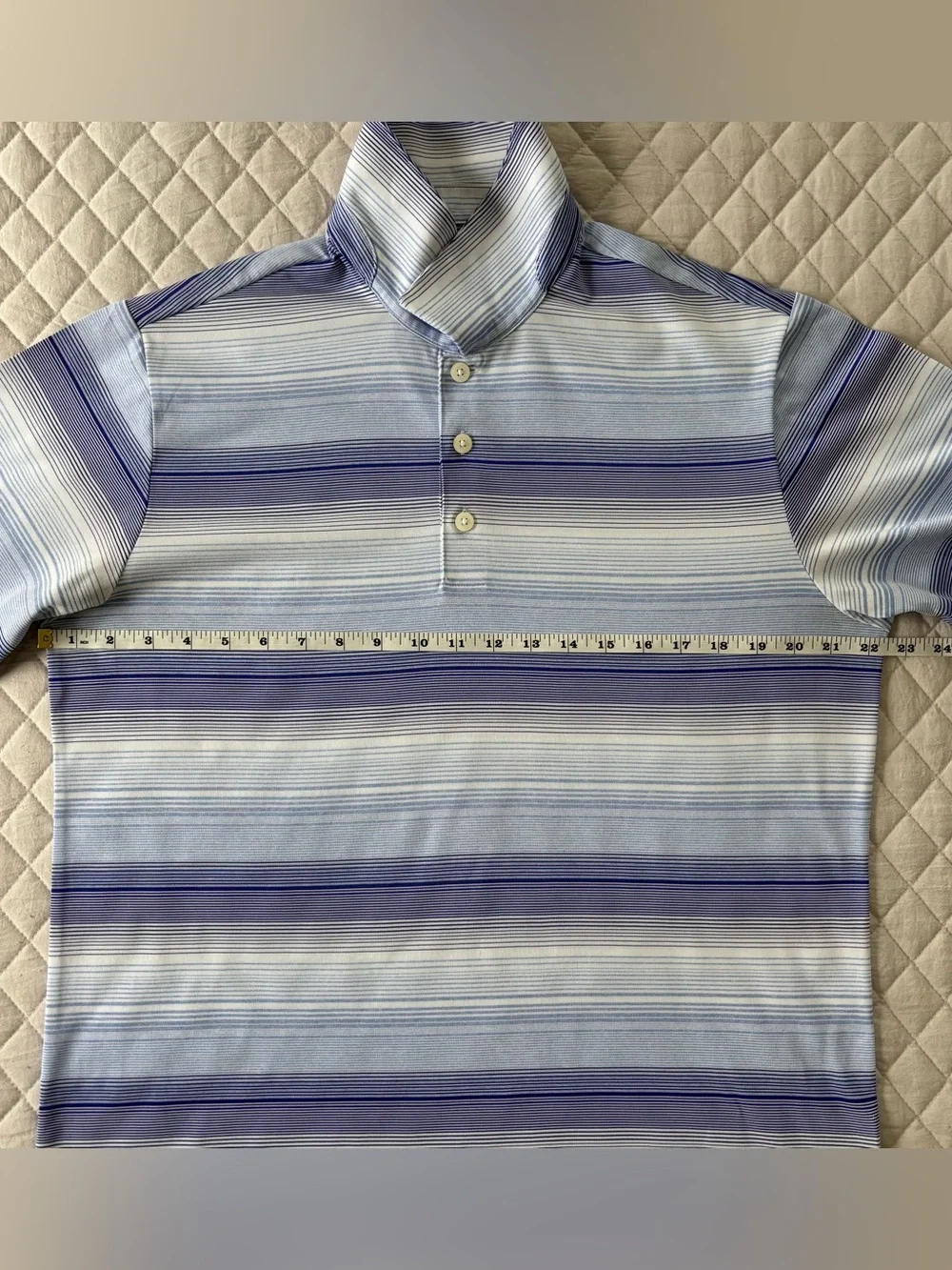 adidas Blue and White Striped Polo
